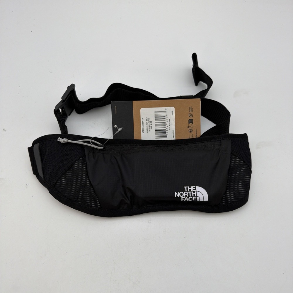 The North Face Sunriser Run Belt in black with a white logo